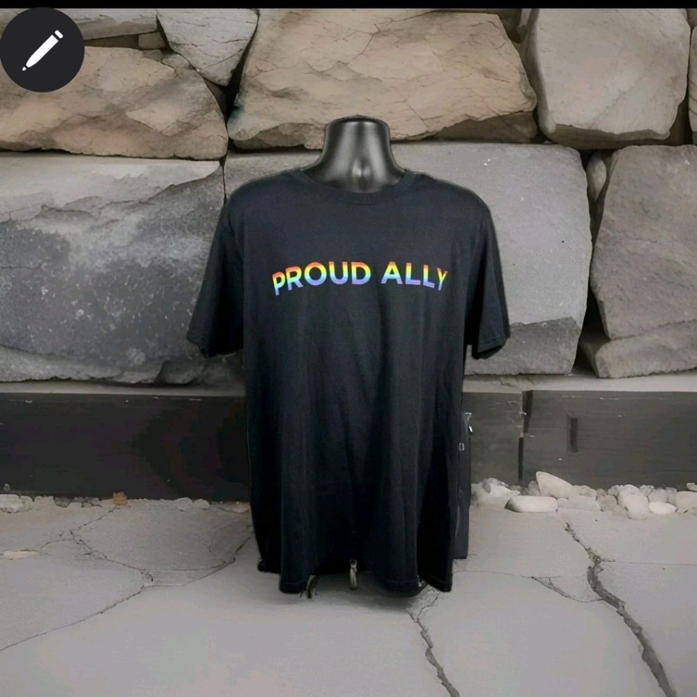 Love Is Love Proud Ally Mens Graphic T Shirt Black Short Sleeve Sz Lg